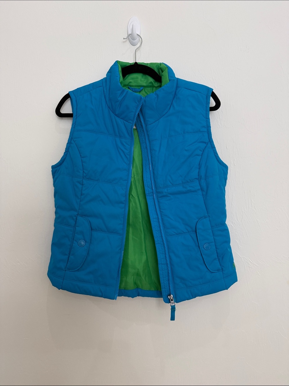 Aeropostale Kids Blue Puffer Vest with Green Lining